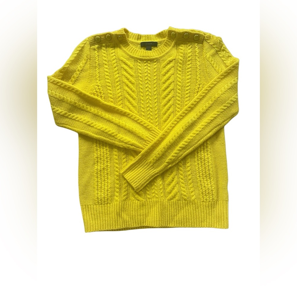 J. Crew Vibrant Yellow Cable Knit Sweater